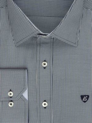 پیراهن آستین بلند چهارخانه ریز سرمه ای ال سی من 76