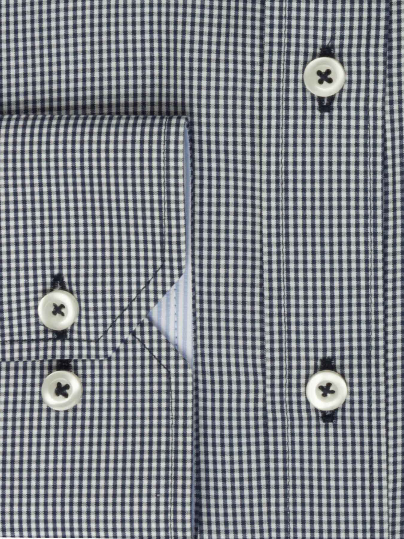 پیراهن آستین بلند چهارخانه ریز سرمه ای ال سی من 76