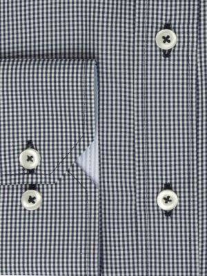 پیراهن آستین بلند چهارخانه ریز سرمه ای ال سی من 76