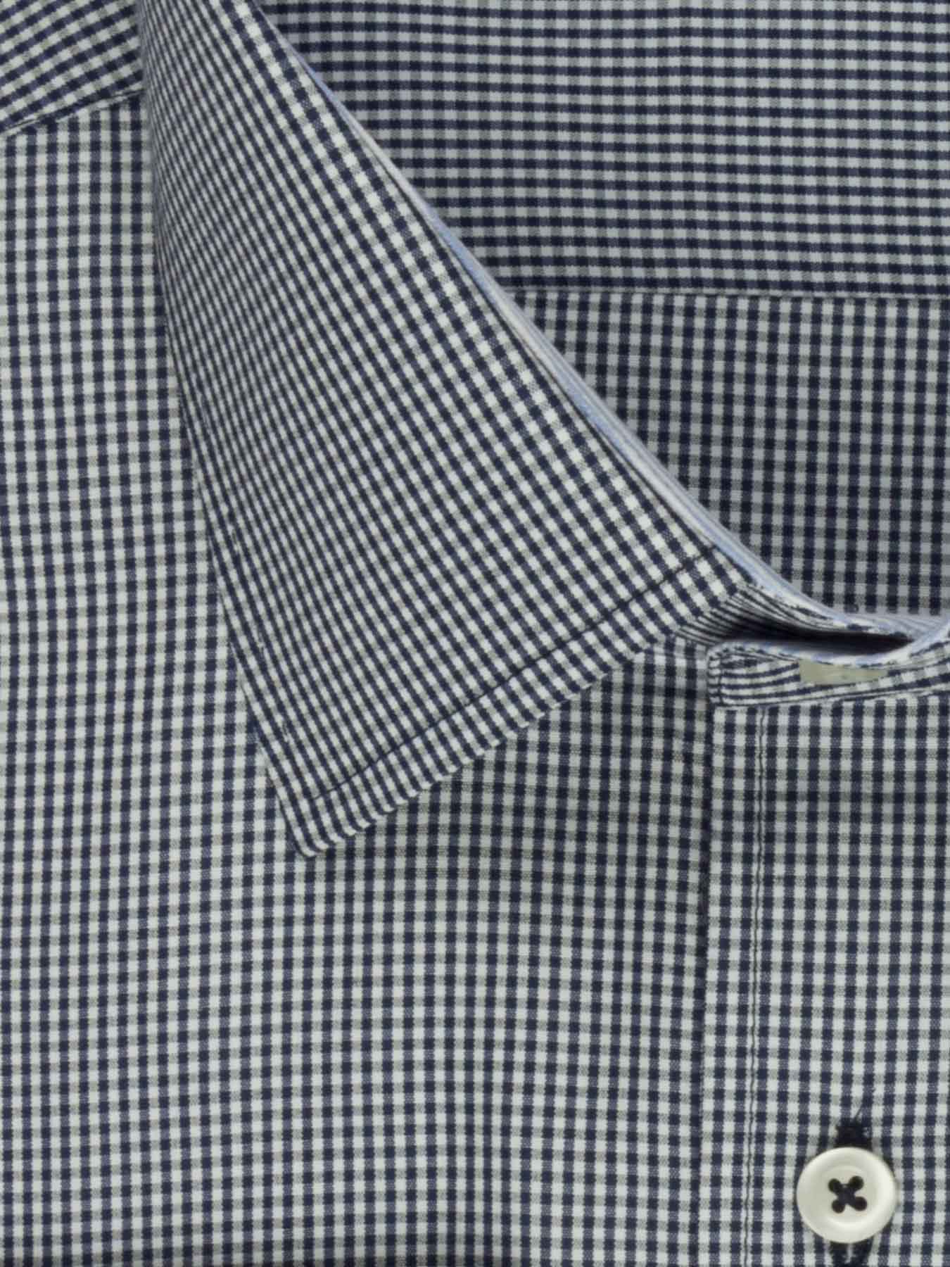 پیراهن آستین بلند چهارخانه ریز سرمه ای ال سی من 76