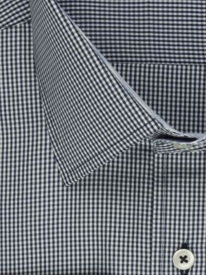 پیراهن آستین بلند چهارخانه ریز سرمه ای ال سی من 76