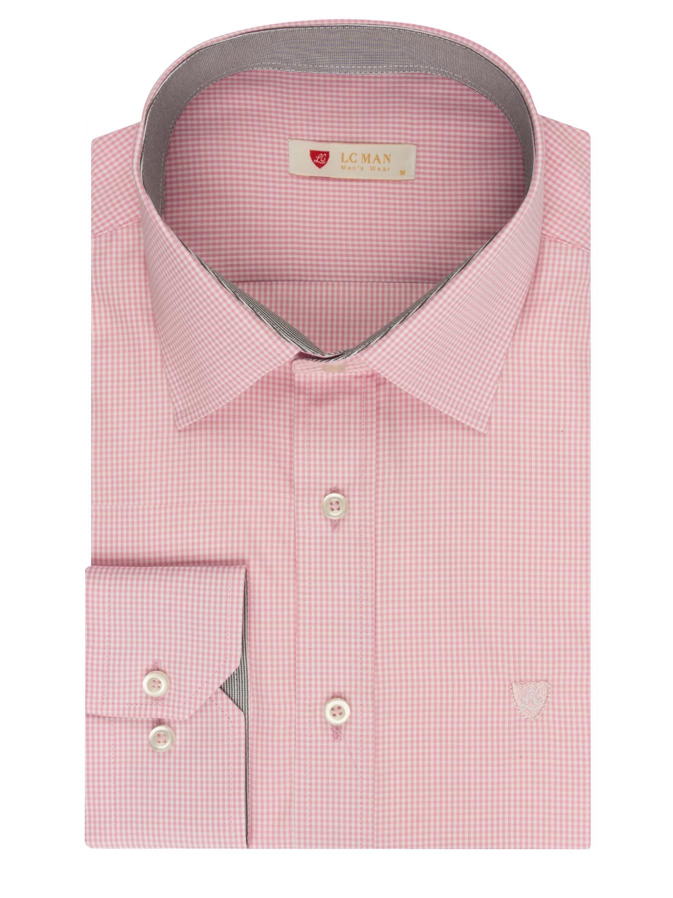 پیراهن چهارخانه ریز صورتی ال سی من 66