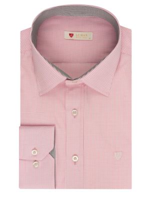 پیراهن چهارخانه ریز صورتی ال سی من 66