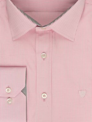 پیراهن چهارخانه ریز صورتی ال سی من 66