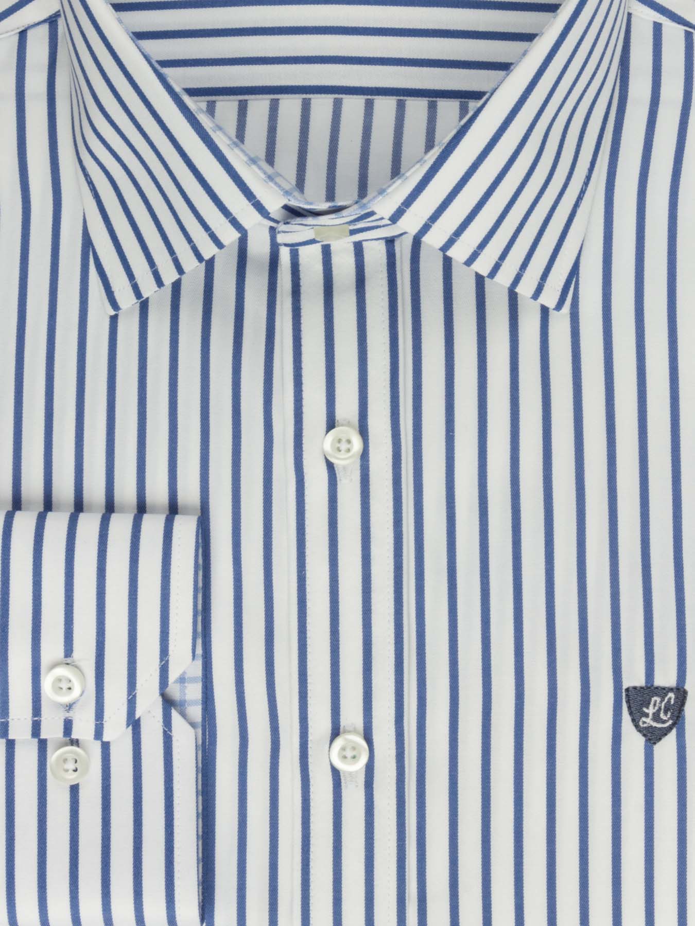 پیراهن آستین بلند آبی راه راه ال سی من 69