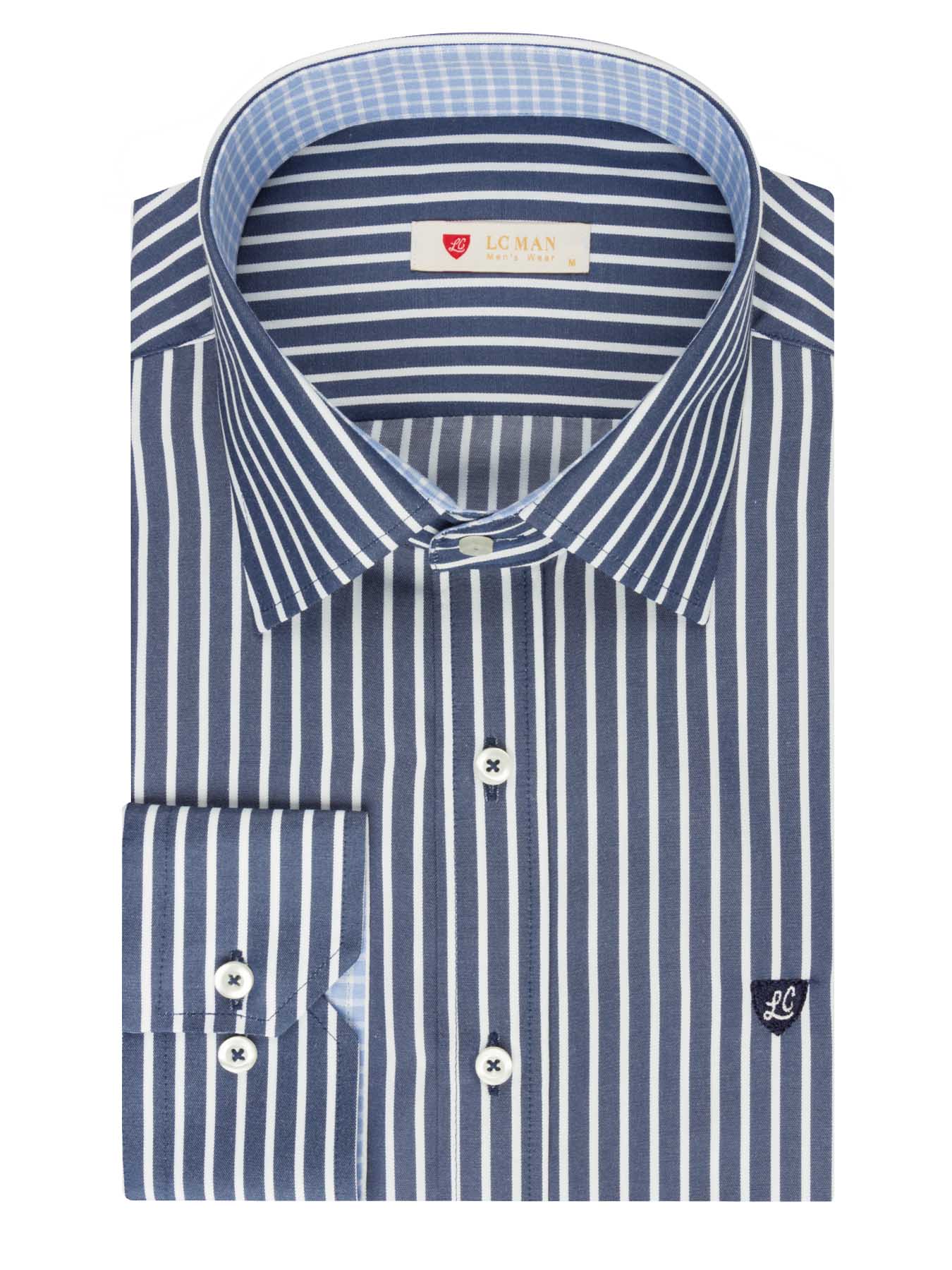 پیراهن آستین بلند سرمه ای راه راه ال سی من 66