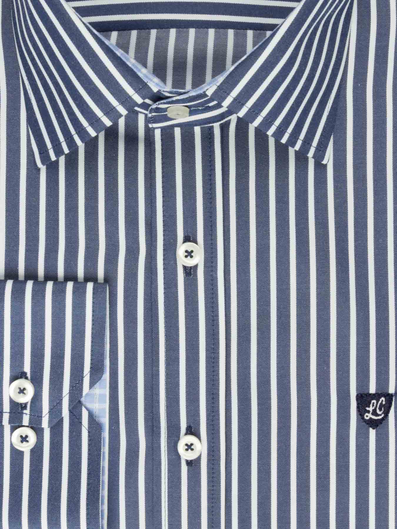 پیراهن آستین بلند سرمه ای راه راه ال سی من 66