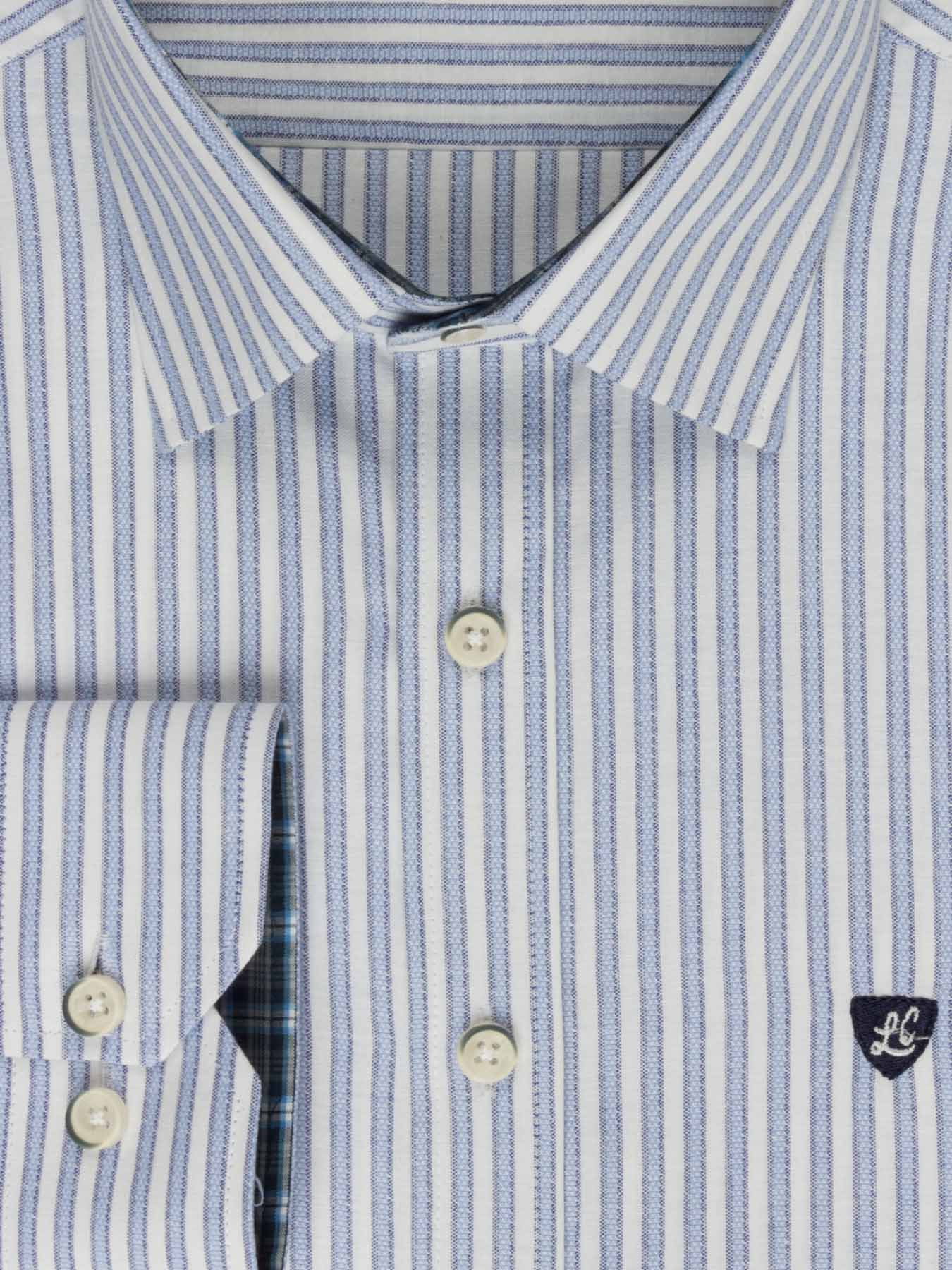 پیراهن آستین بلند آبی راه راه ال سی من 66