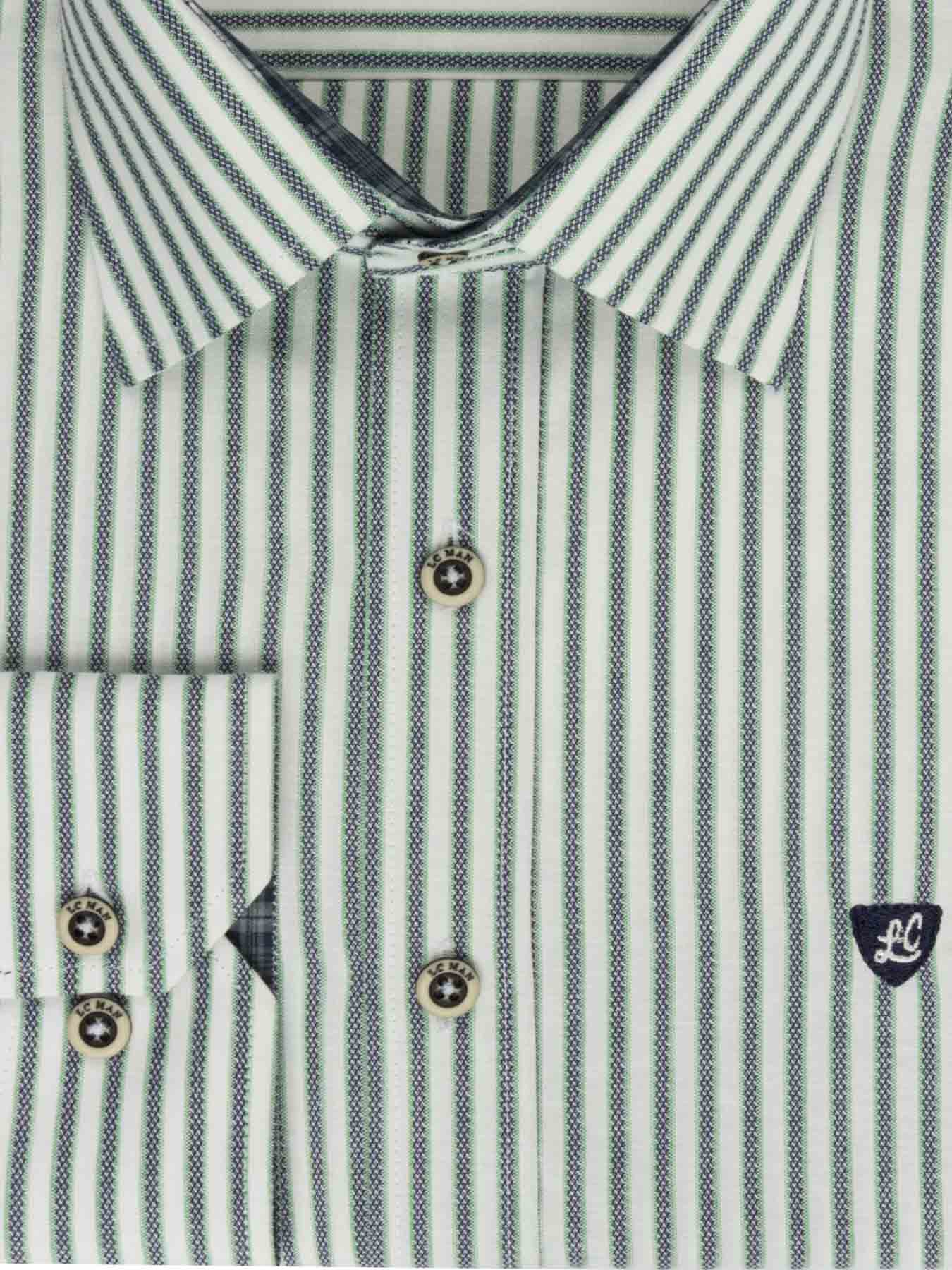 پیراهن آستین بلند راه راه سبز ال سی من 66