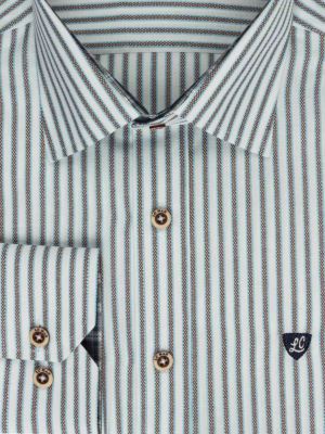 پیراهن آستین بلند قهوه ایی راه راه ال سی من 66