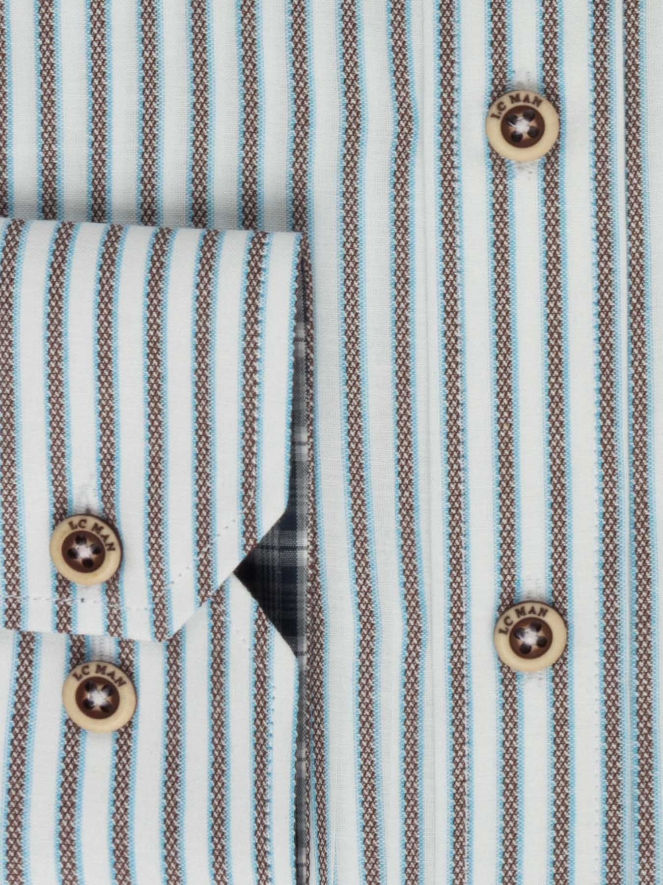 پیراهن آستین بلند قهوه ایی راه راه ال سی من 66