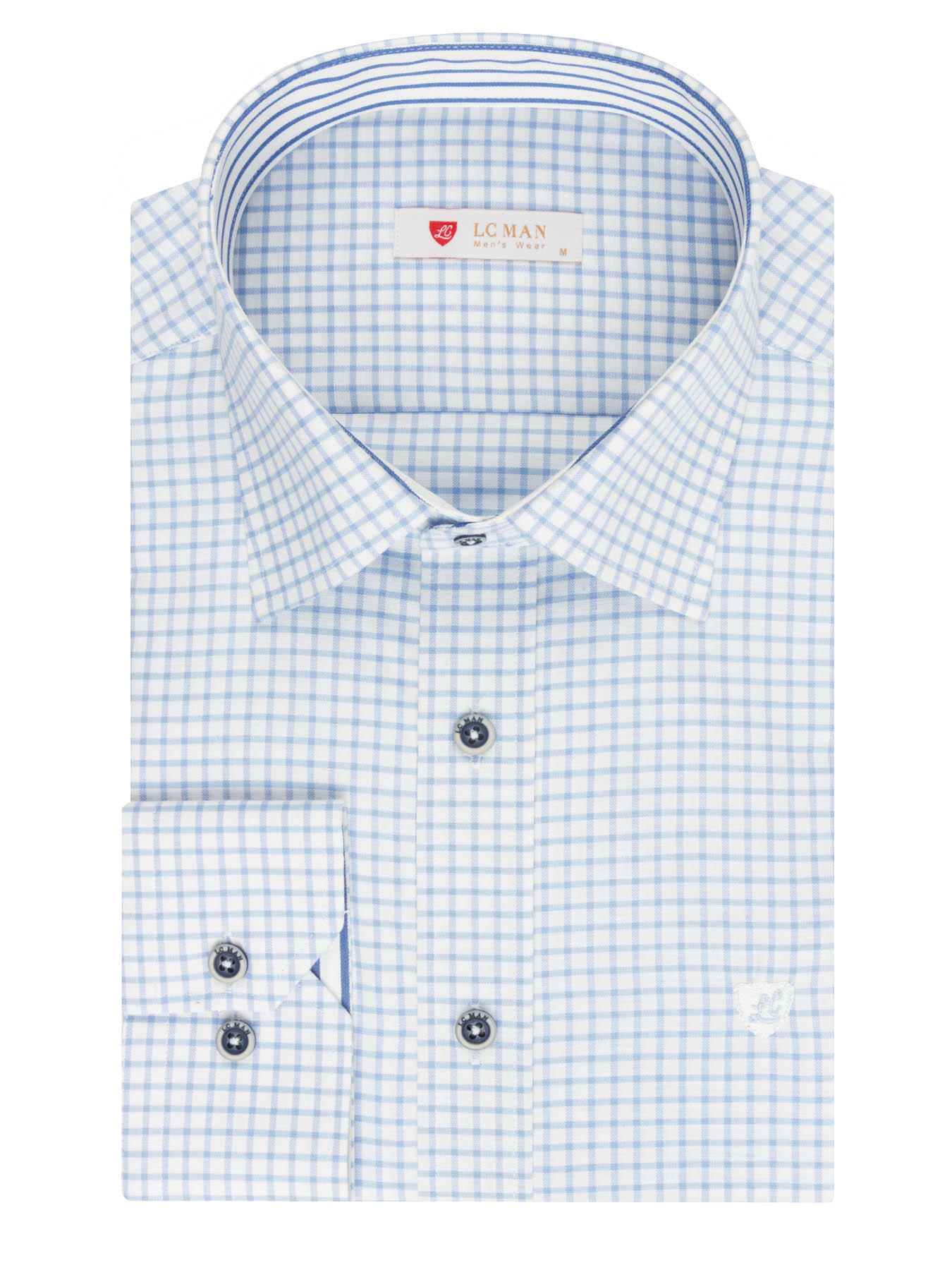 پیراهن آستین بلند چهارخانه آبی ال سی من 78