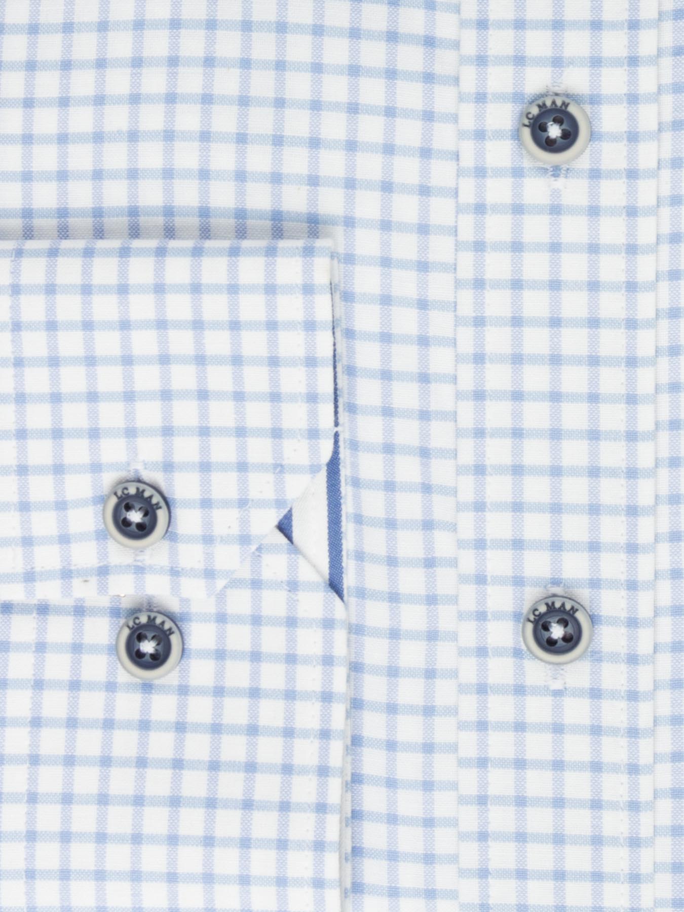 پیراهن آستین بلند چهارخانه آبی ال سی من 78