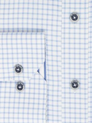 پیراهن آستین بلند چهارخانه آبی ال سی من 78