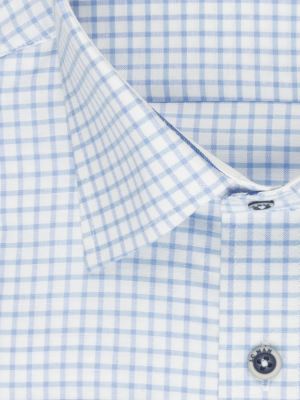 پیراهن آستین بلند چهارخانه آبی ال سی من 78