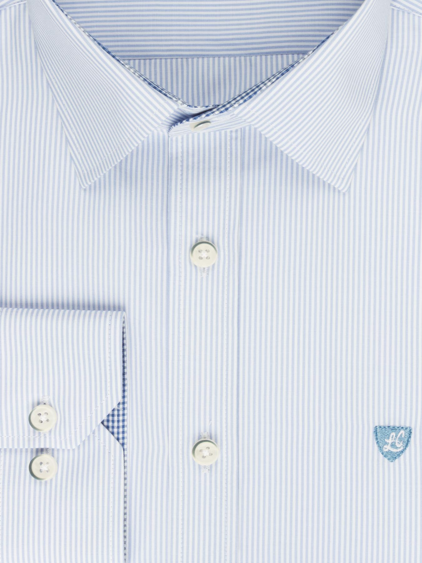 پیراهن آستین بلند آبی روشن راه راه 066