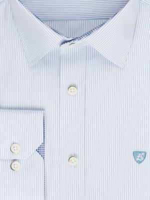 پیراهن آستین بلند آبی روشن راه راه 066