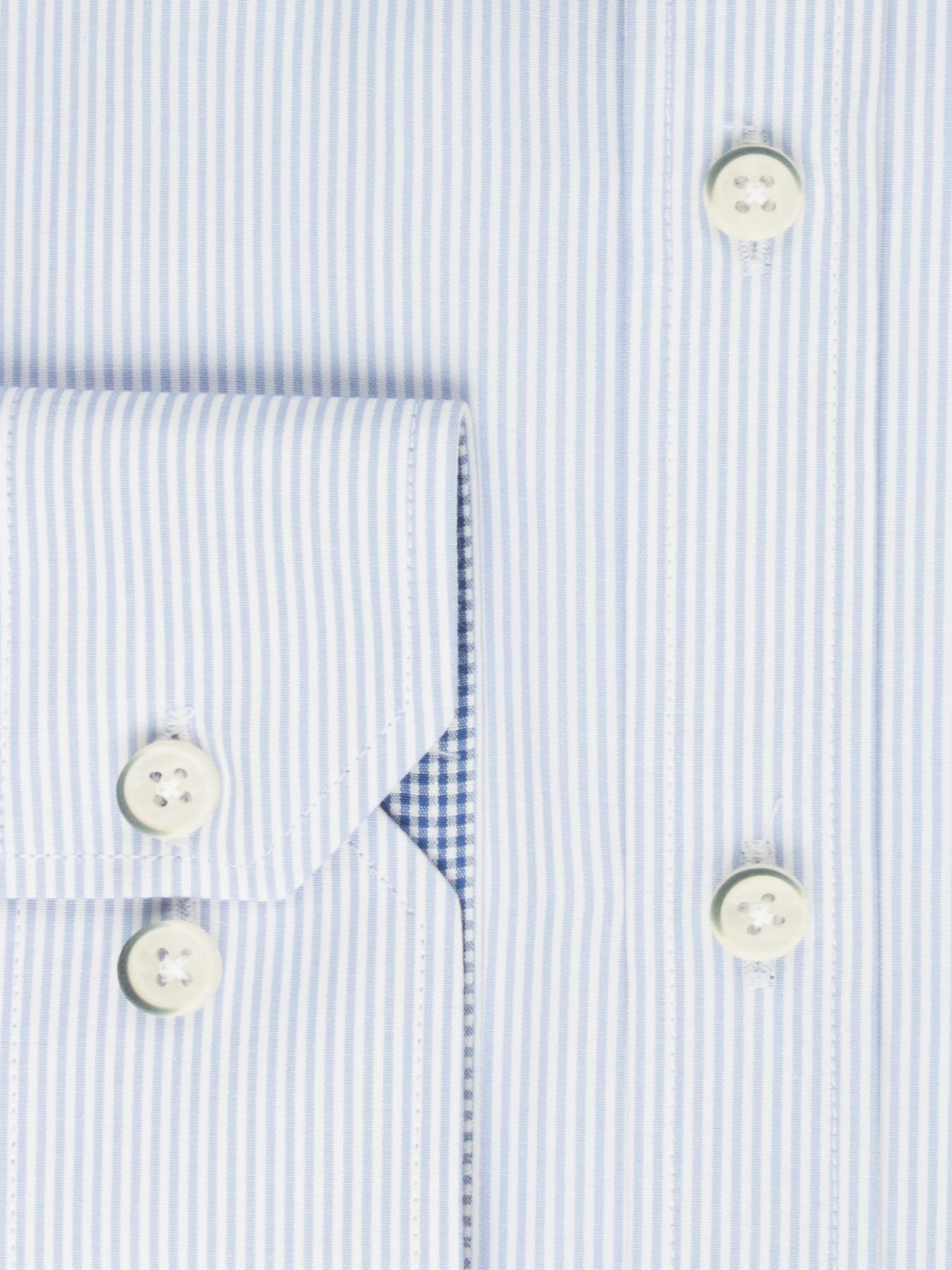 پیراهن آستین بلند آبی روشن راه راه 066