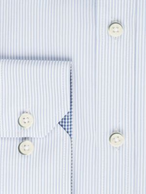 پیراهن آستین بلند آبی روشن راه راه 066