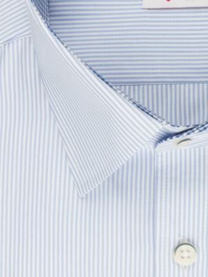 پیراهن آستین بلند آبی روشن راه راه 066