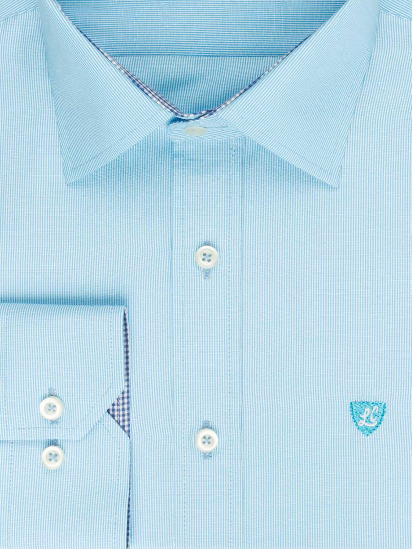 پیراهن آستین بلند راه راه ریز آبی روشن ال سی من 66