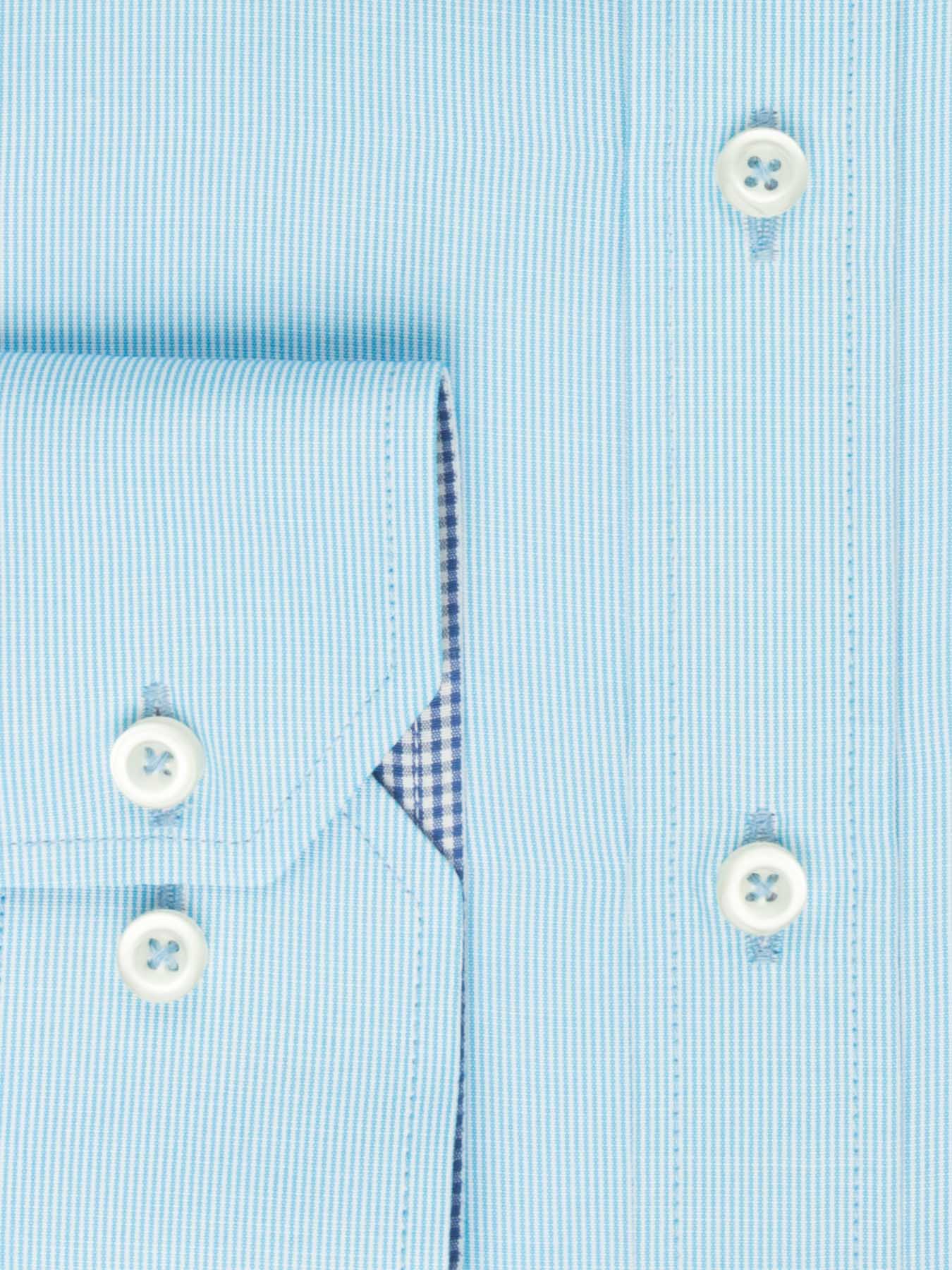 پیراهن آستین بلند راه راه ریز آبی روشن ال سی من 66