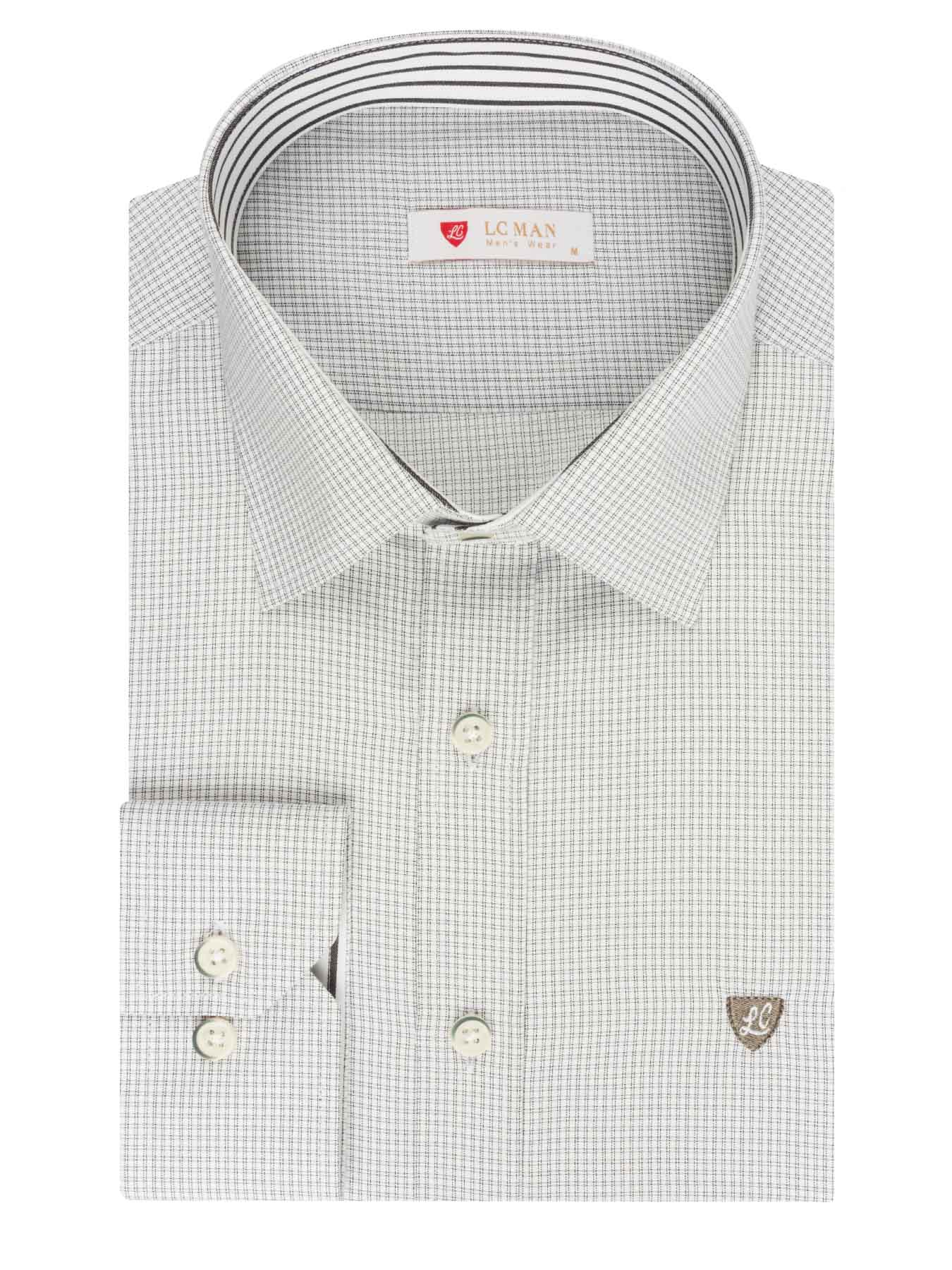 پیراهن آستین بلند چهارخانه سفید ال سی من 76