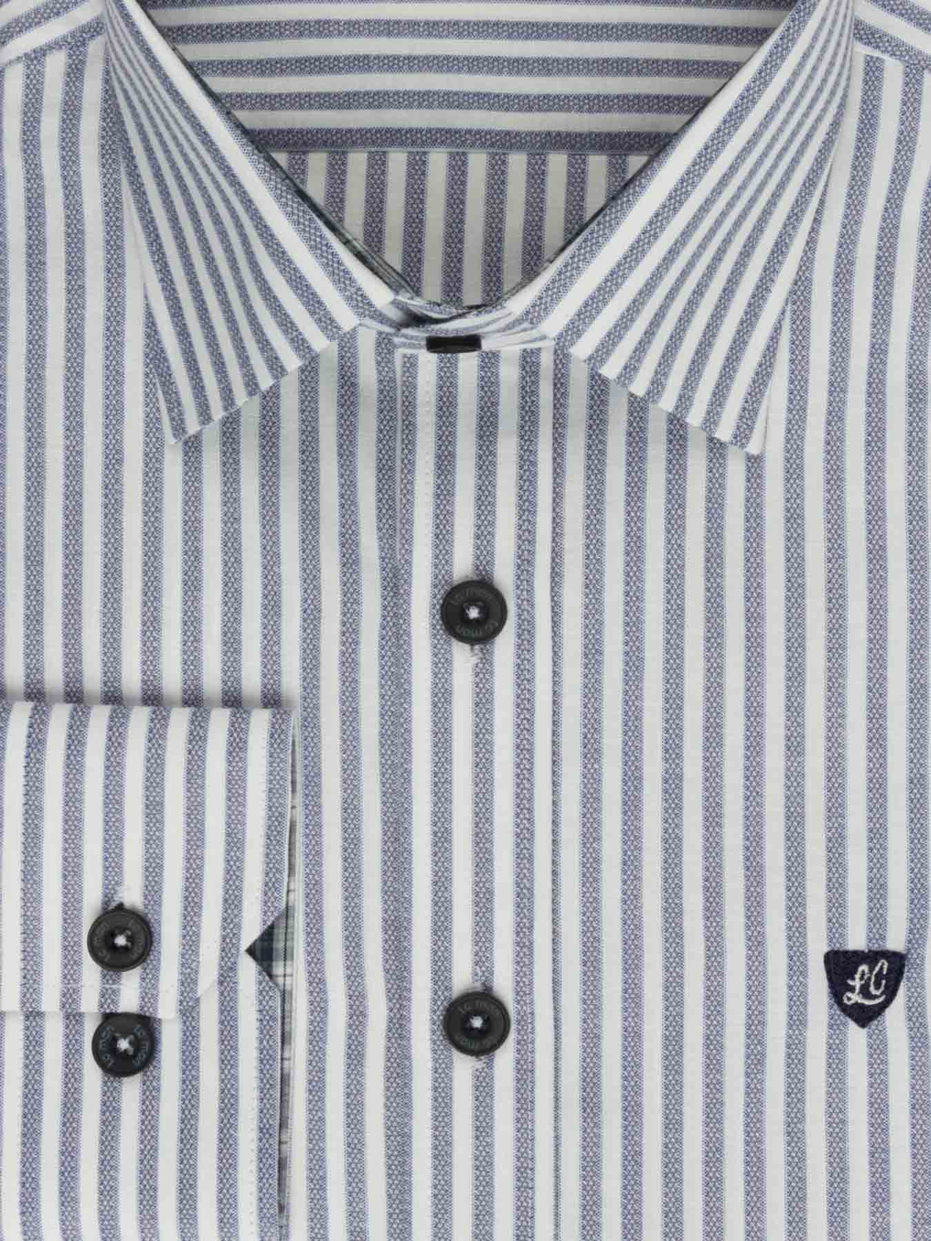 پیراهن آستین بلند آبی تیره راه راه ال سی من 68