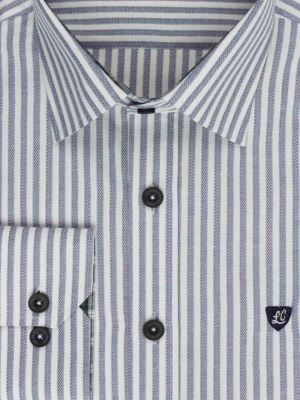 پیراهن آستین بلند آبی تیره راه راه ال سی من 68