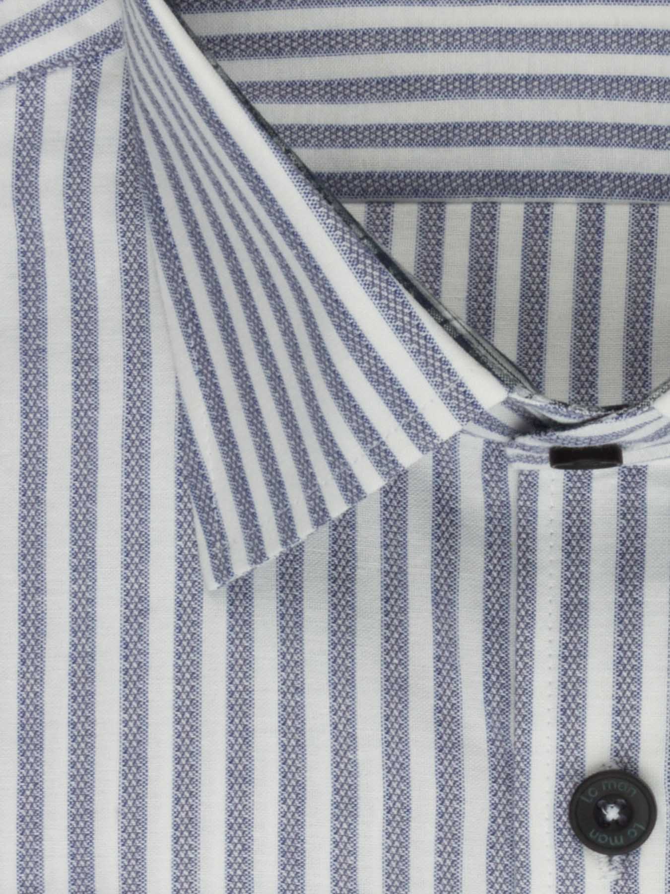 پیراهن آستین بلند آبی تیره راه راه ال سی من 68