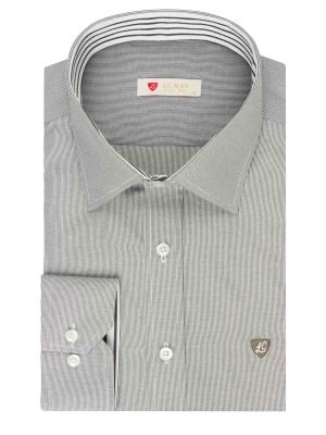 پیراهن آستین بلند راه راه طوسی ال سی من 66