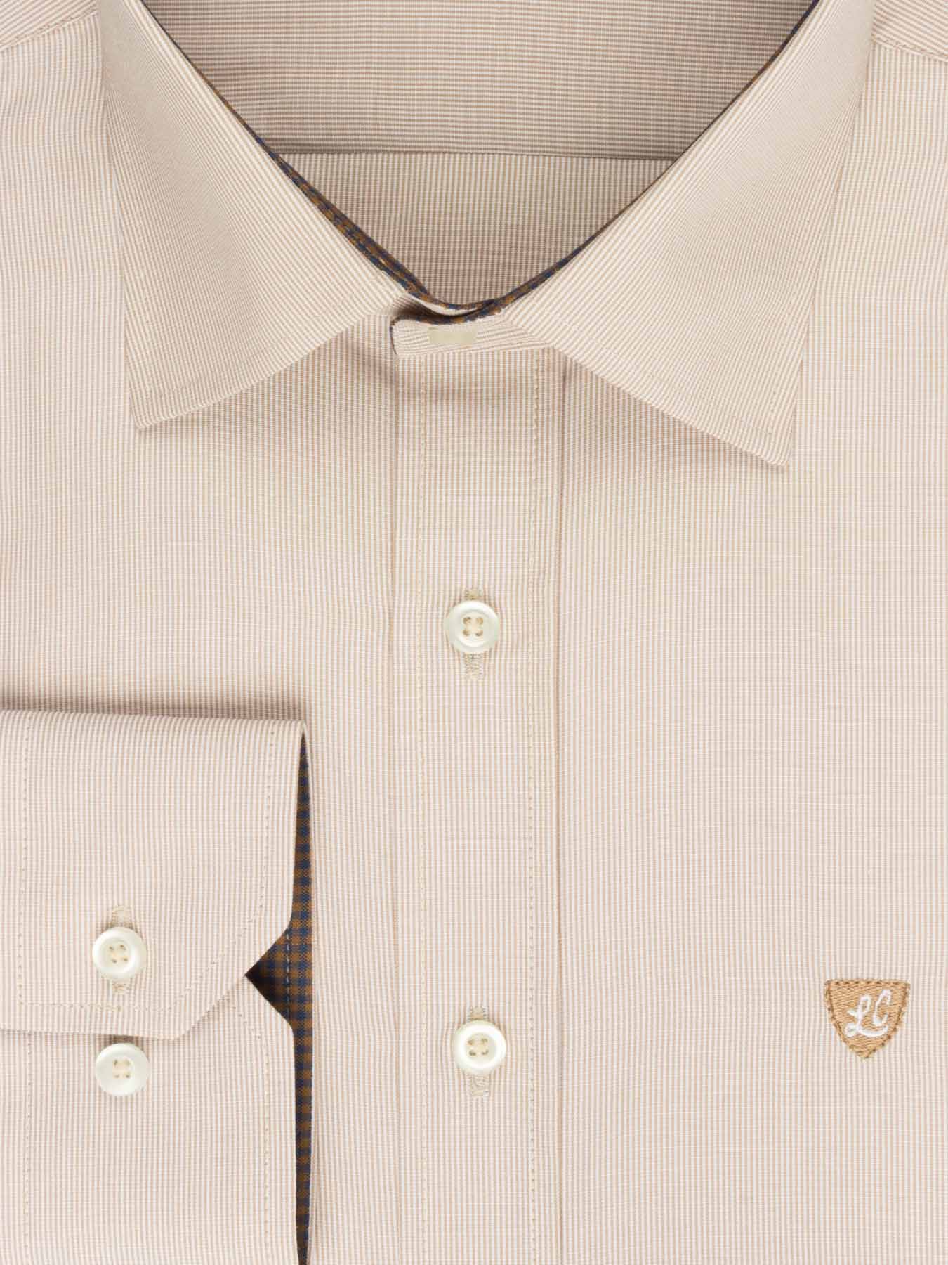 پیراهن آستین بلند راه راه ریز کرم ال سی من 76