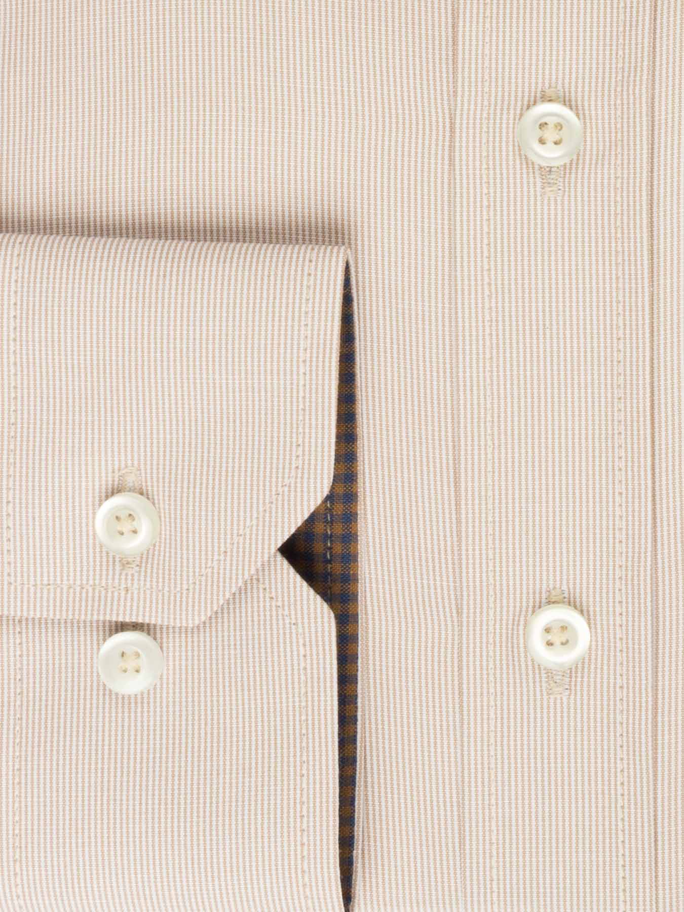 پیراهن آستین بلند راه راه ریز کرم ال سی من 76