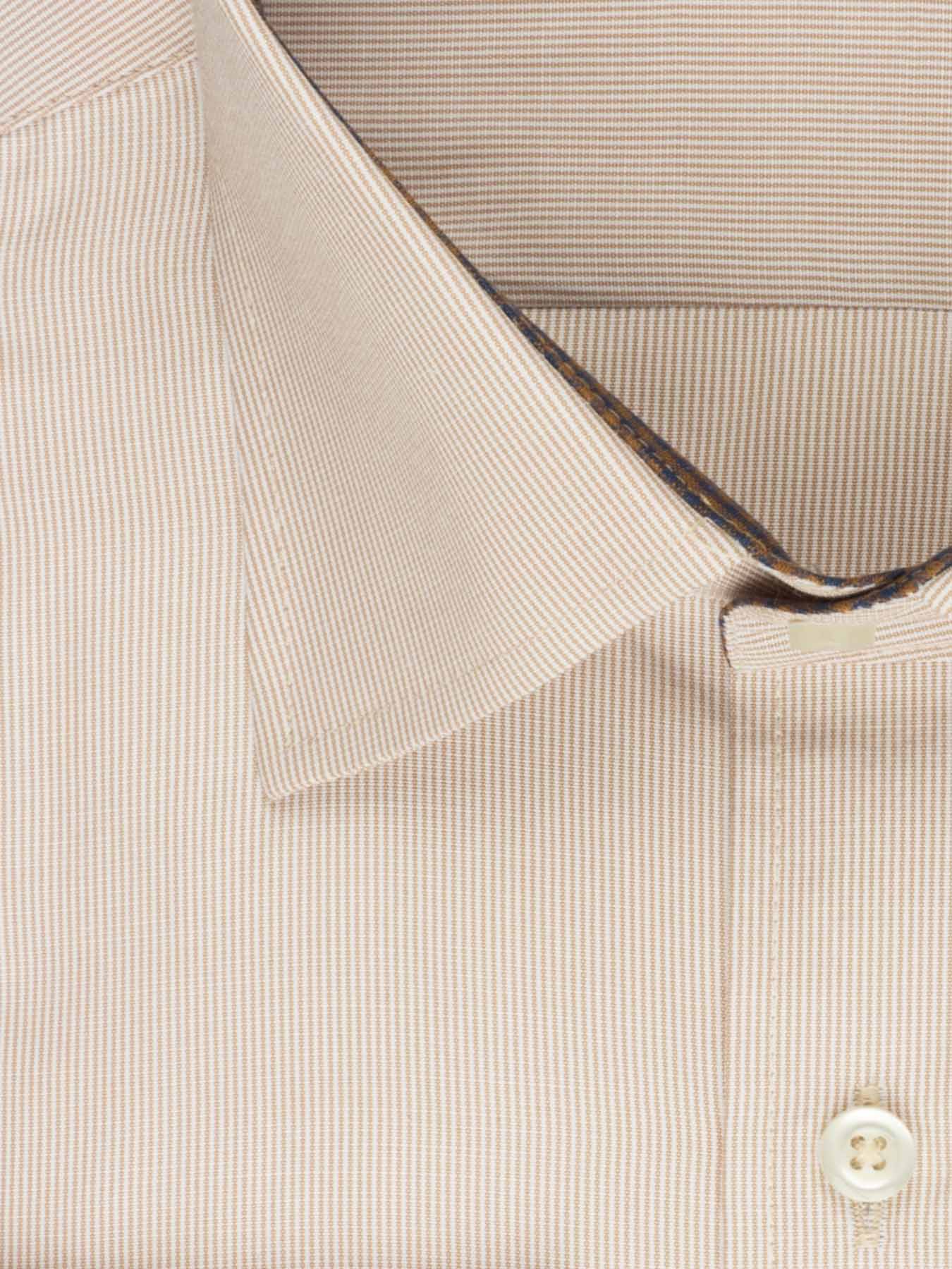 پیراهن آستین بلند راه راه ریز کرم ال سی من 76