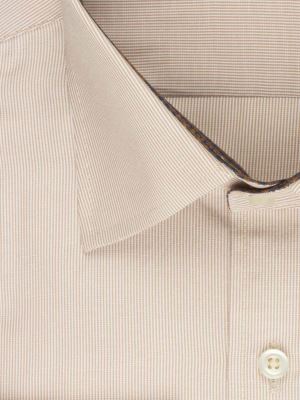 پیراهن آستین بلند راه راه ریز کرم ال سی من 76