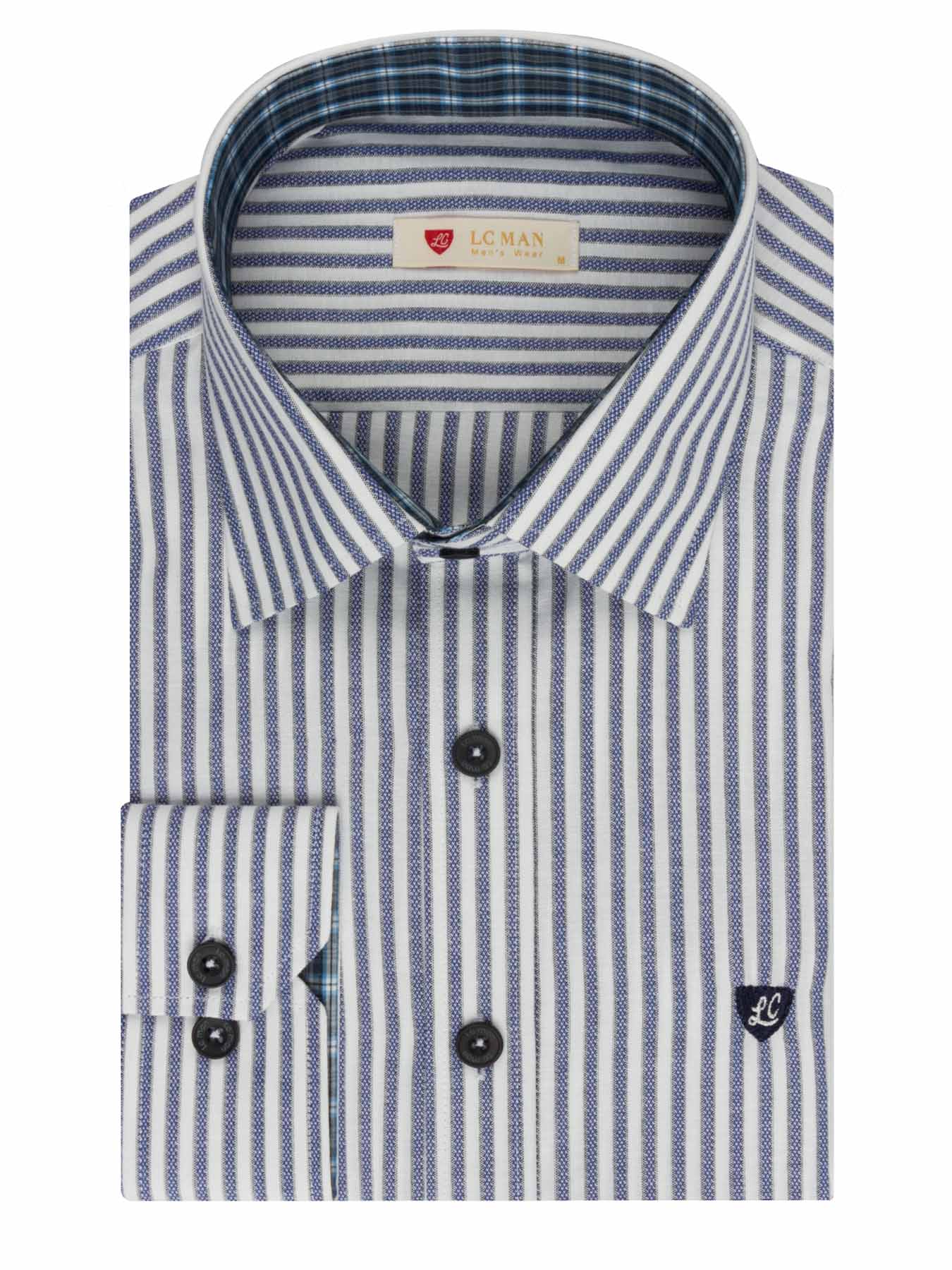 پیراهن آستین بلند آبی راه راه ال سی من 69