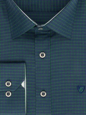 پیراهن آستین بلند چهارخانه ریز سبز ال سی من 66