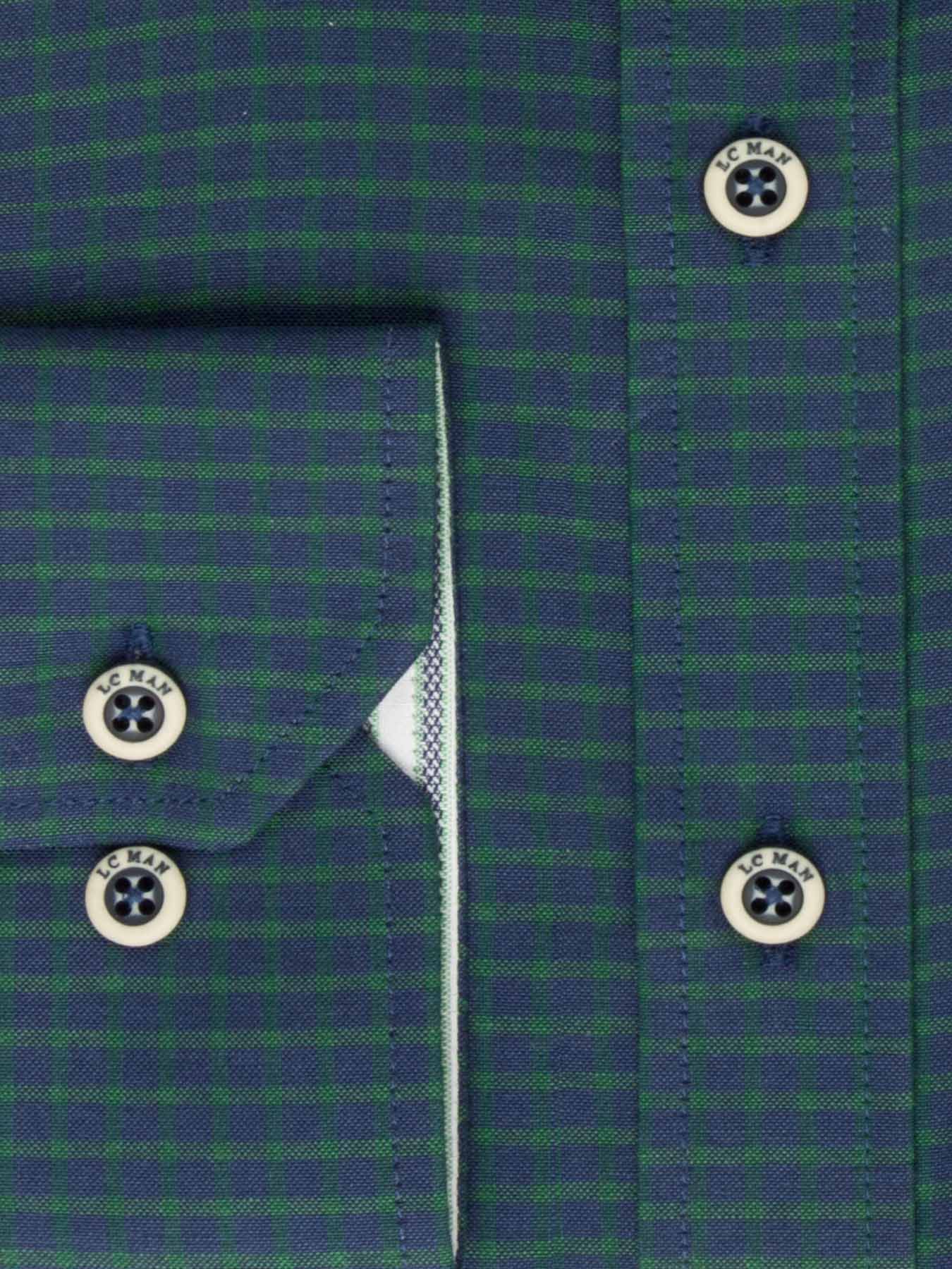 پیراهن آستین بلند چهارخانه ریز سبز ال سی من 66