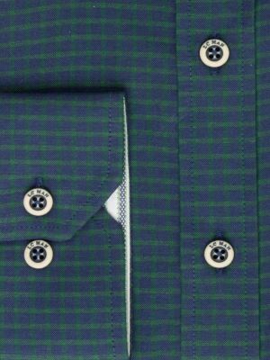 پیراهن آستین بلند چهارخانه ریز سبز ال سی من 66