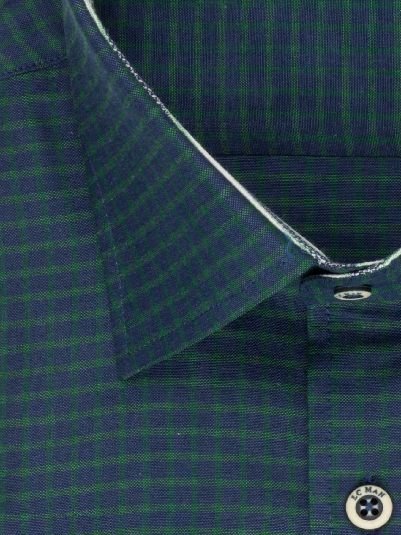 پیراهن آستین بلند چهارخانه ریز سبز ال سی من 66