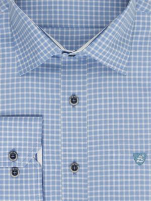 پیراهن آبی روشن چهارخانه آستین بلند ال سی من 68