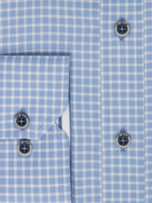 پیراهن آبی روشن چهارخانه آستین بلند ال سی من 68