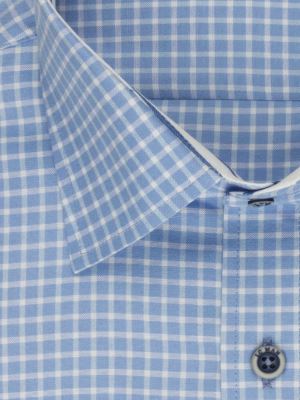 پیراهن آبی روشن چهارخانه آستین بلند ال سی من 68