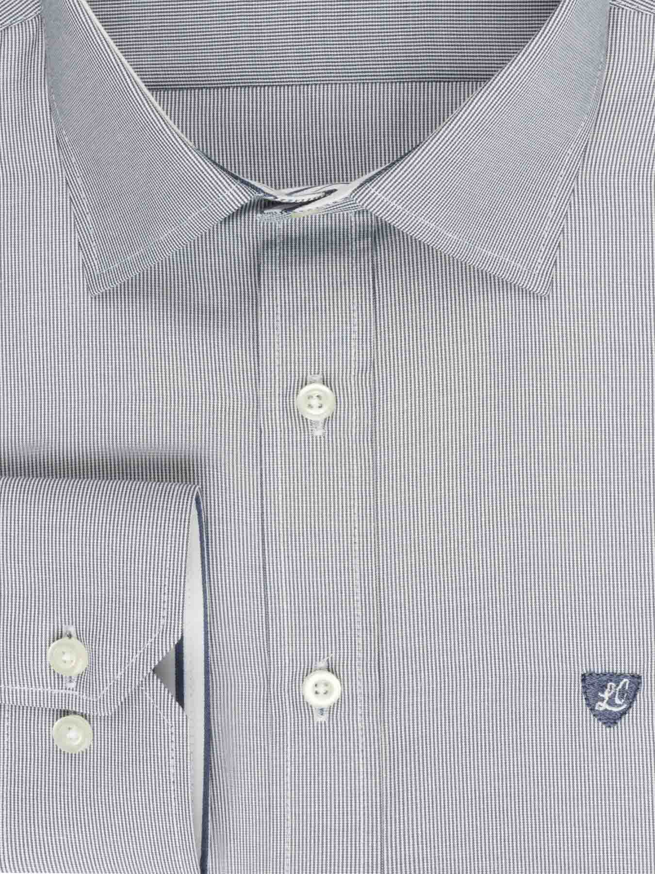 پیراهن راه راه ریز سرمه ای ال سی من 66