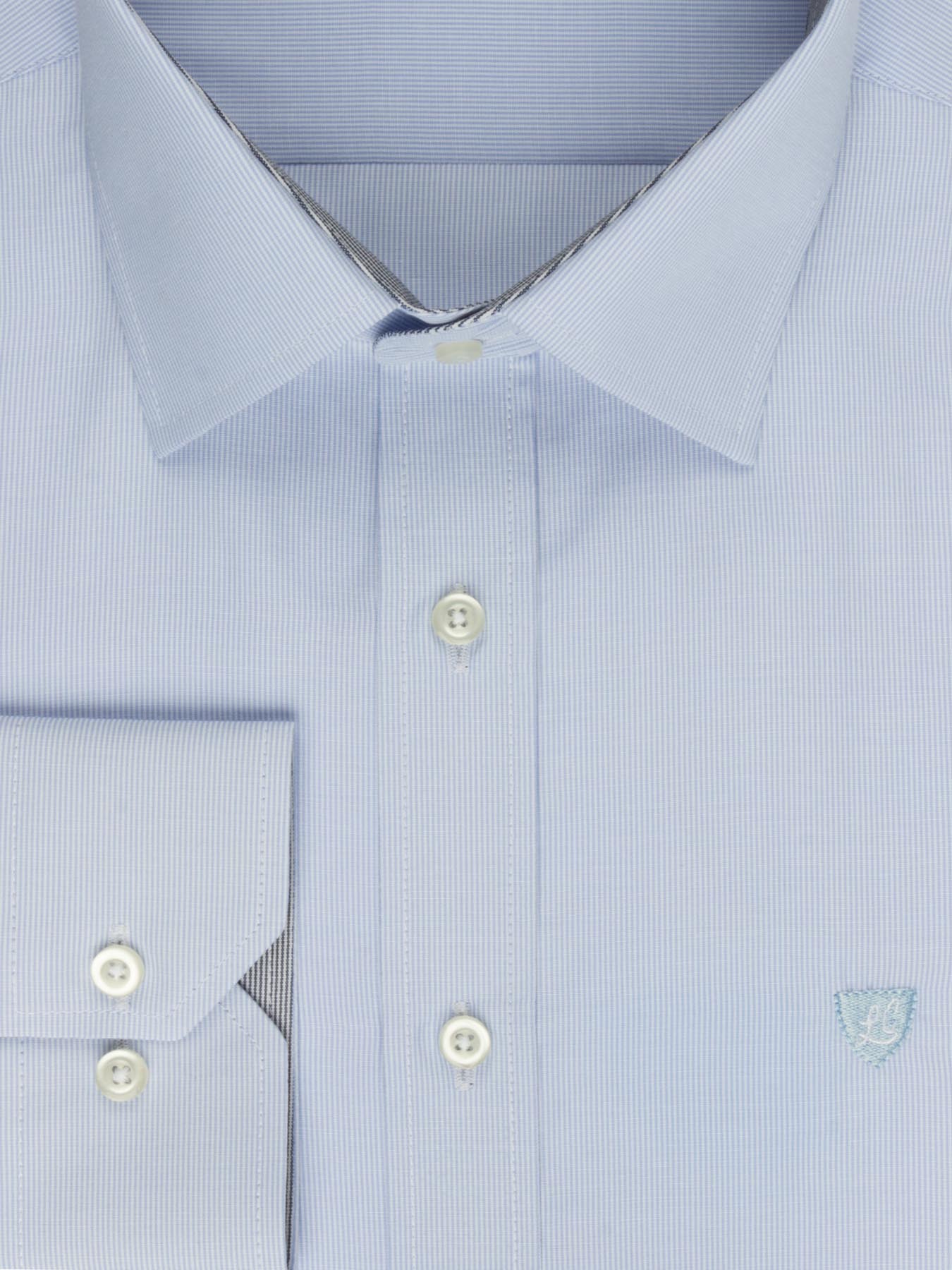 پیراهن آستین بلند آبی روشن راه راه ریز ال سی من 66