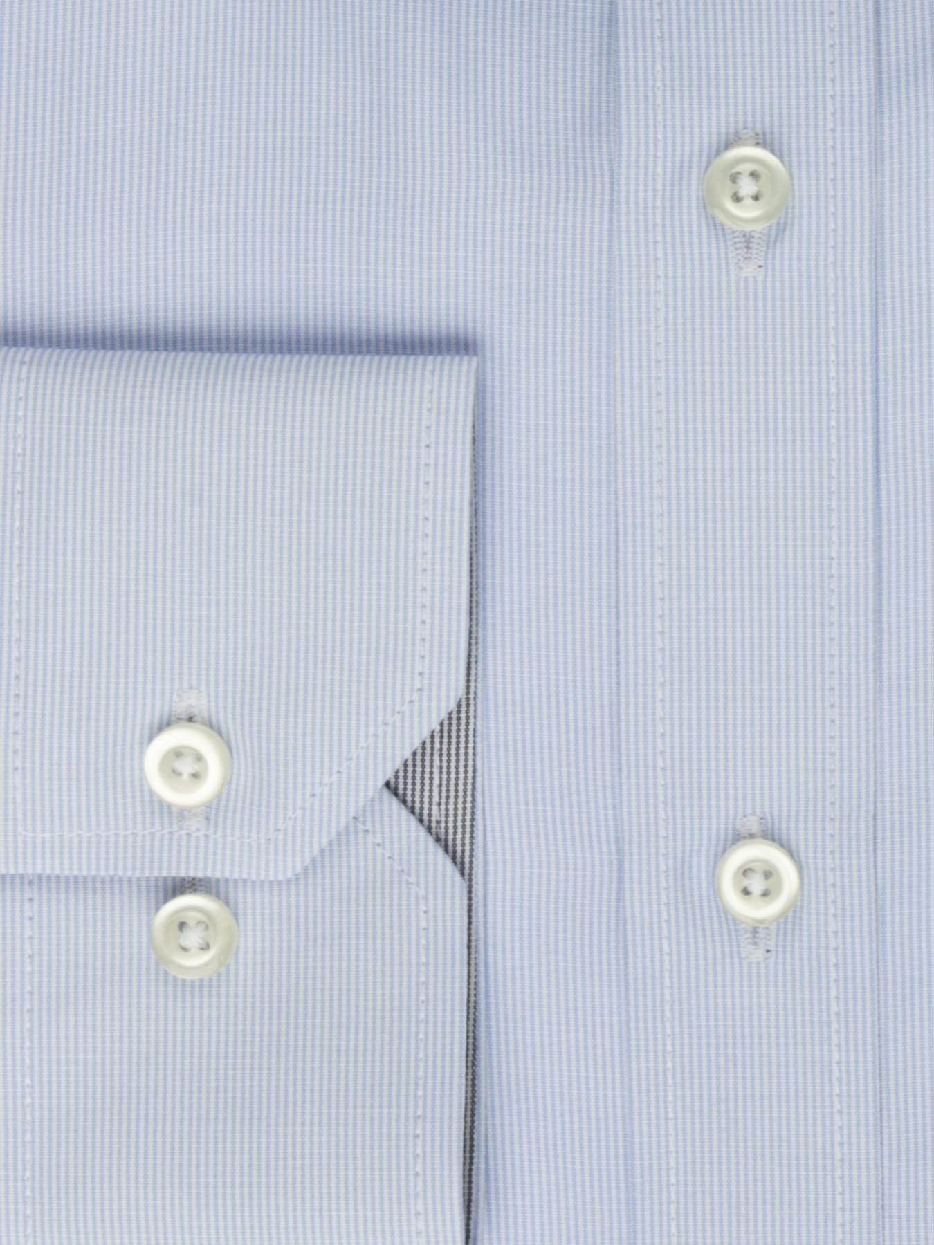 پیراهن آستین بلند آبی روشن راه راه ریز ال سی من 66