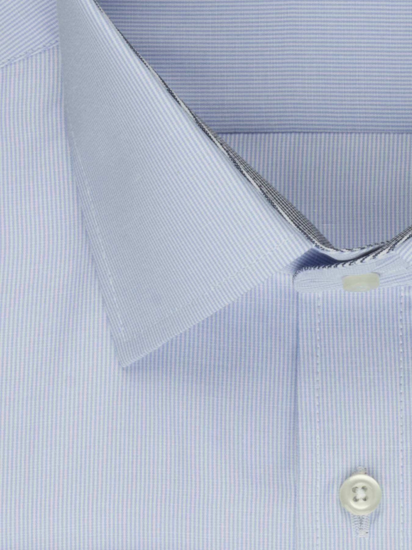 پیراهن آستین بلند آبی روشن راه راه ریز ال سی من 66