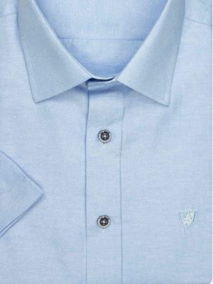 پیراهن آستین کوتاه  آبی ساده ال سی من 15