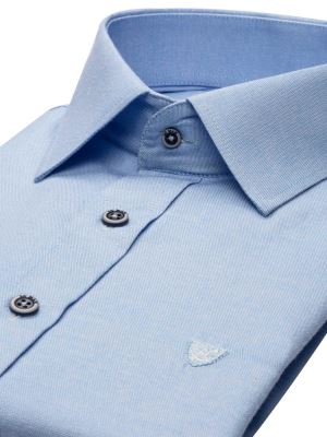 پیراهن آستین کوتاه  آبی ساده ال سی من 15