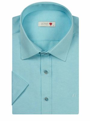 پیراهن آستین کوتاه آبی ساده ال سی من 10